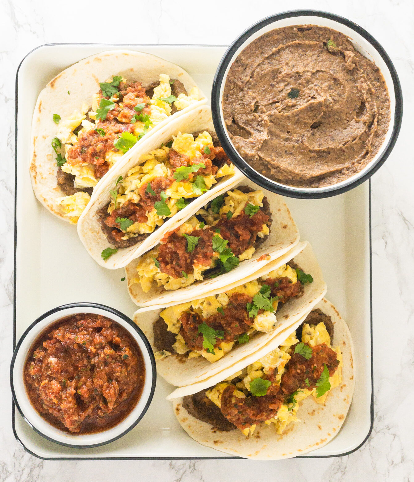 Foto van makkelijke ontbijt taco's, een Mexicaans recept